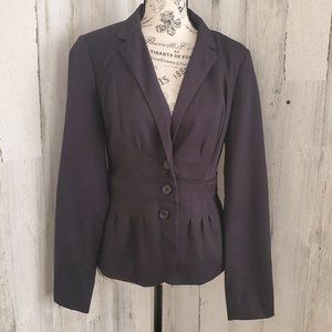 ELLE PINSTRIPE PLEATED BLAZER